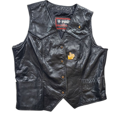 First Manufacturing Leather Vest XL Biker Motorcycle Club Riding Snap Taffeta