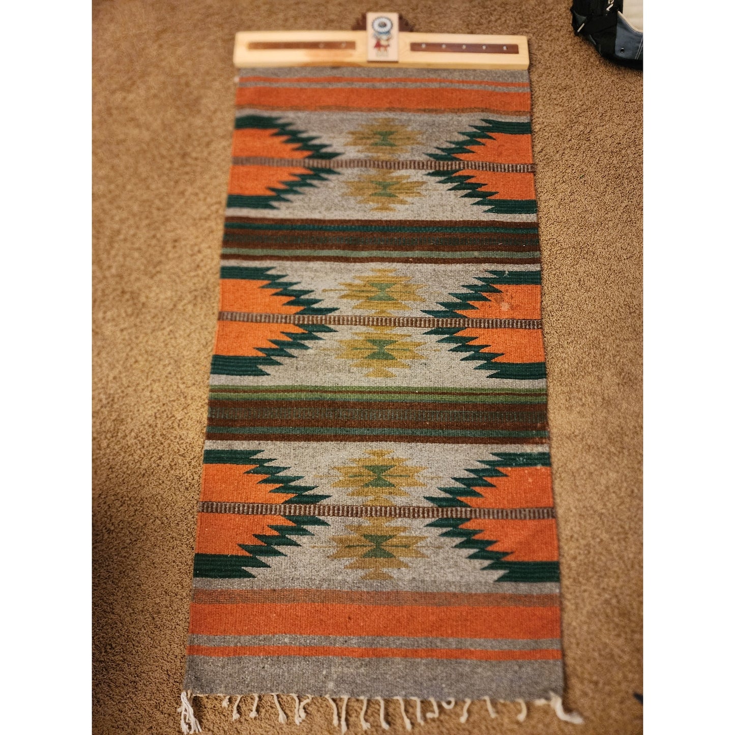 Native American Navajo Wool Rug Handwoven Wall Hang Kachina Southwestern 61x28