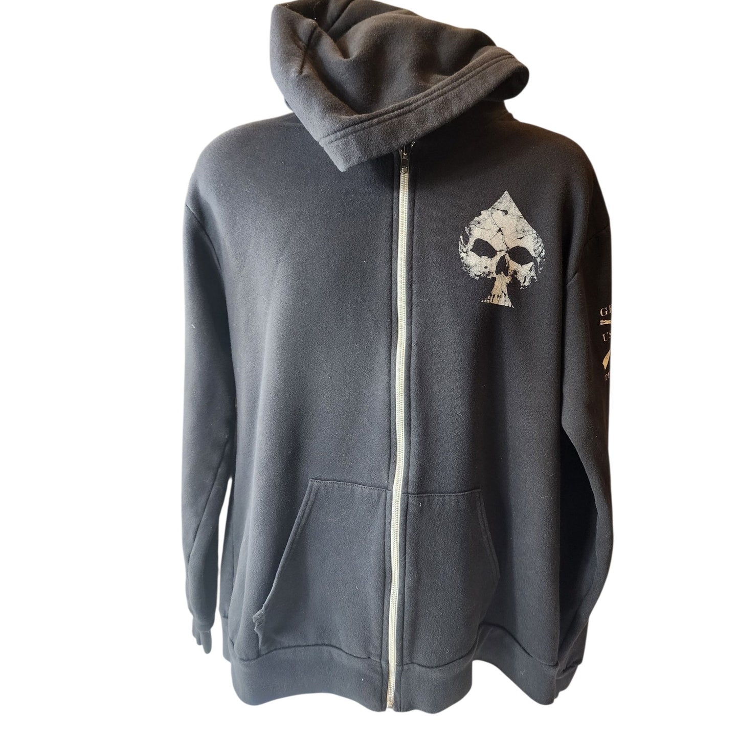 Grunt Style Hoodie Mens XXL Zip Skull Ace Patriotic USA Military Veteran Flag