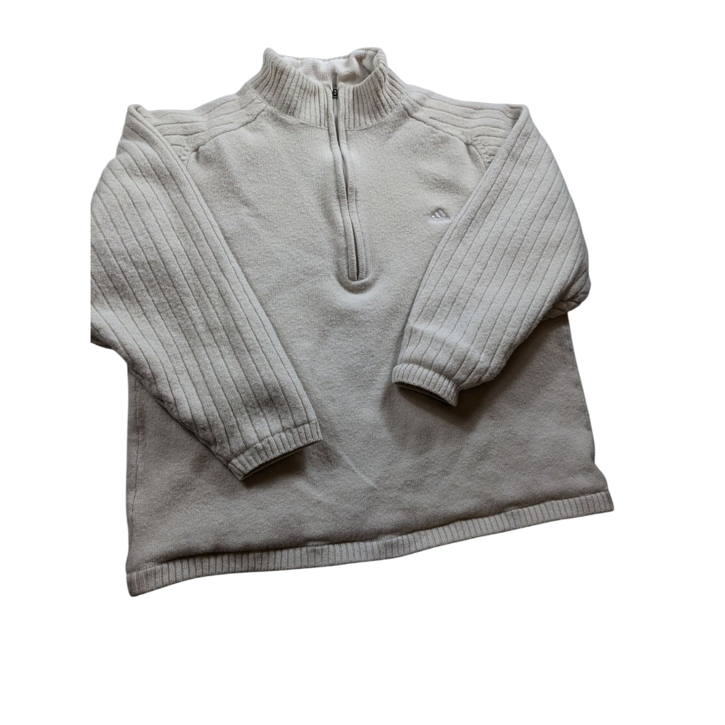 Adidas Fleece Sweater Mens Large Ribbed Knit Pullover Athleisure Sweatshirt Mesh