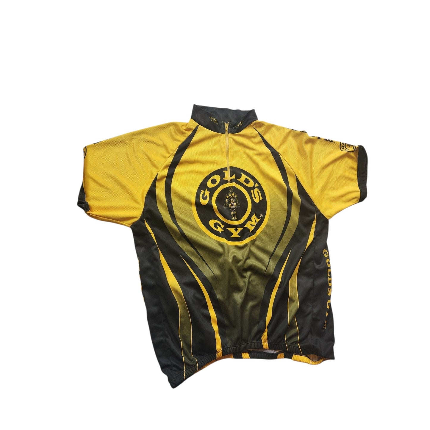 Golds Gym Cycling Jersey Mens Large Half Zip Short Sleeve Fitness Bodybuilding