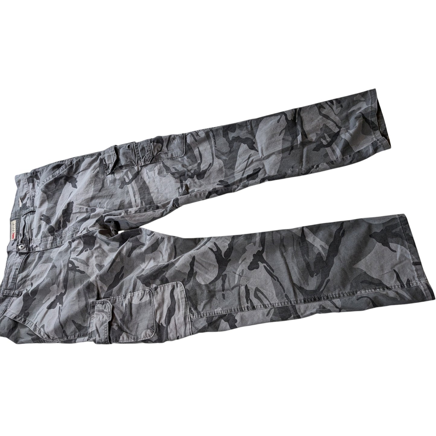 Wrangler Cargo Pants Men Size 40x32 Gray Camouflage Regular Taper Stretch Cotton
