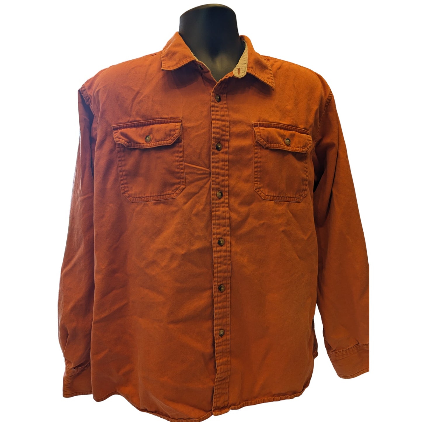 Wrangler Western Shirt Mens Size XL Orange Button Up Pocket Casual Classic Fit