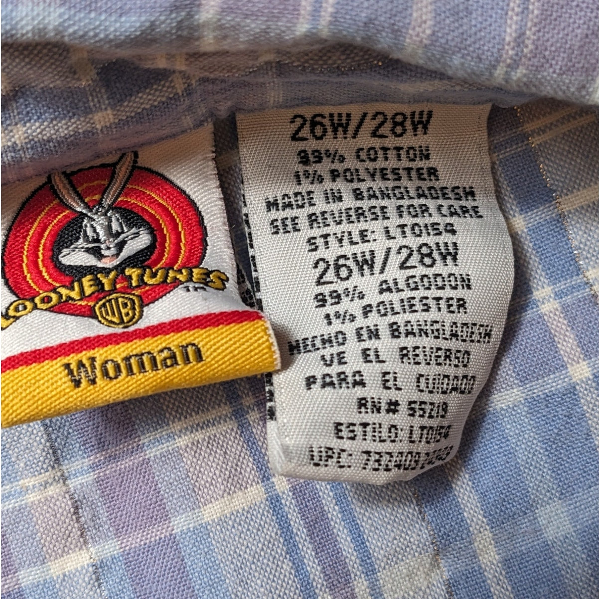 Looney Tunes Tweety Bird Women 26W 28W Sleeveless Button Up Shirt Embroidered