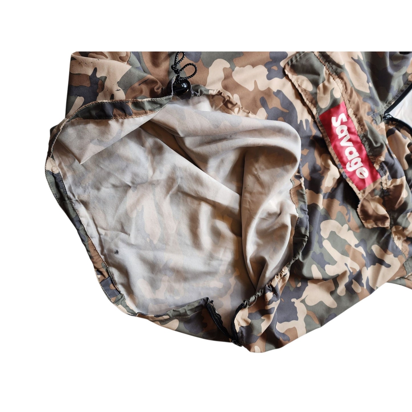Carbon Savage Camo Pullover Windbreaker Hoodie Mens Large Womens XL Mesh Skater