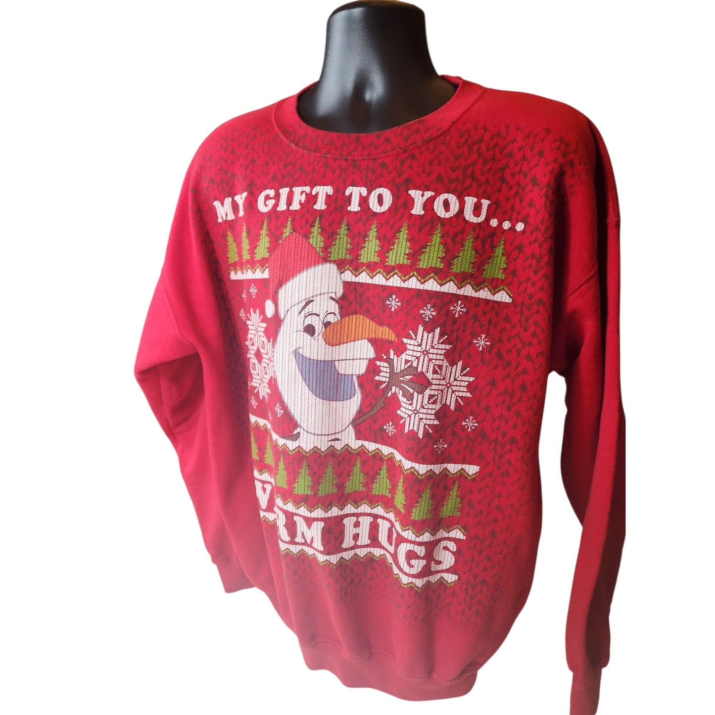 Disney Frozen Christmas Sweatshirt XL Red Ugly Sweater Holiday Graphic Pullover