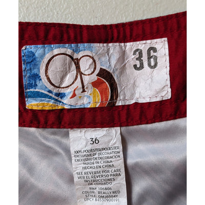 OP Board Shorts Mens 36 Black Red Tribal Print Swim Surfwear Ocean Pacific Beach