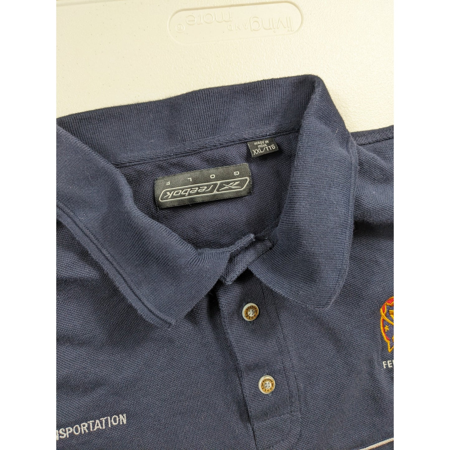Reebok Golf Super Bowl XXXVIII Polo Shirt Mens XXL NFL Transportation Navy