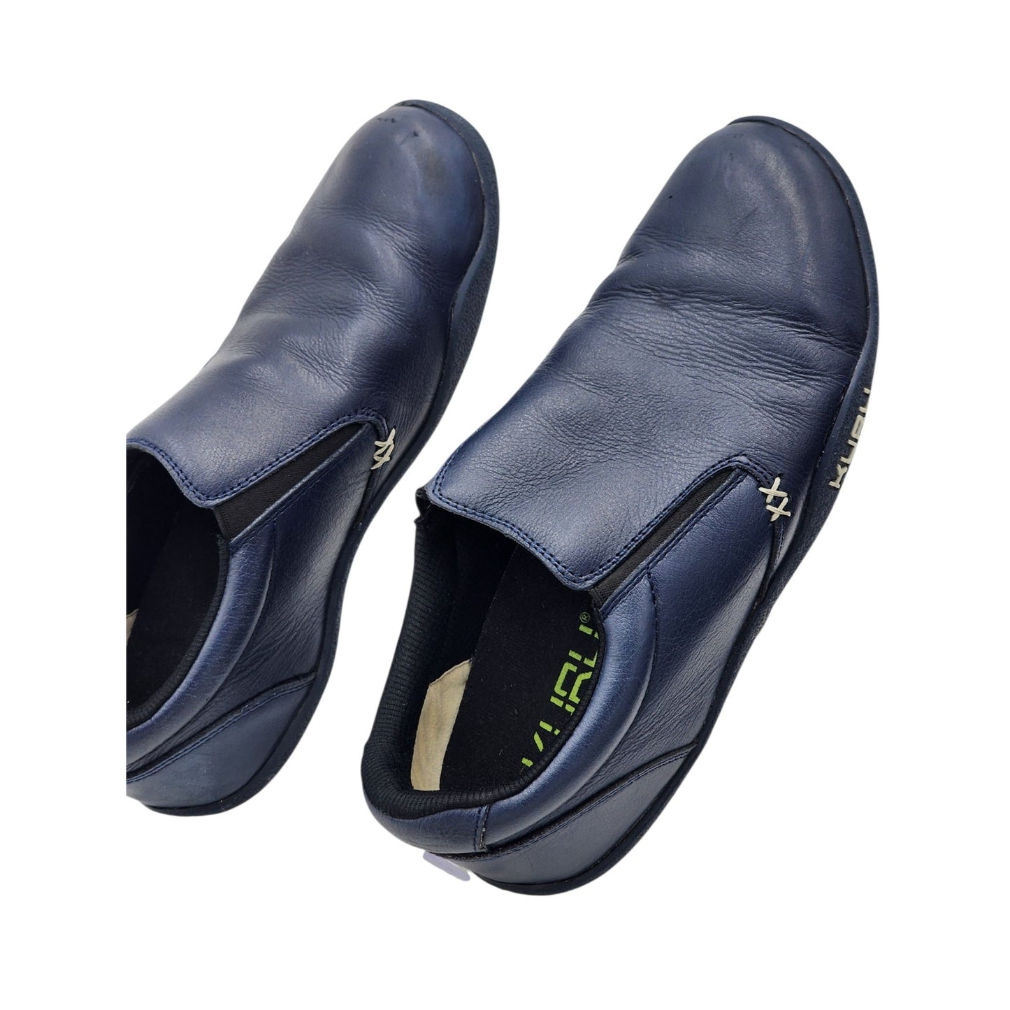 KURU Shoes Womens 11.5 Blue Leather Slip On Comfort Casual Walking Kivi Plantar