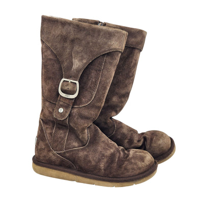 UGG Winter Cargo Boots Womens 7 Suede Shearling Tall Buckle Zip Hiking 5132