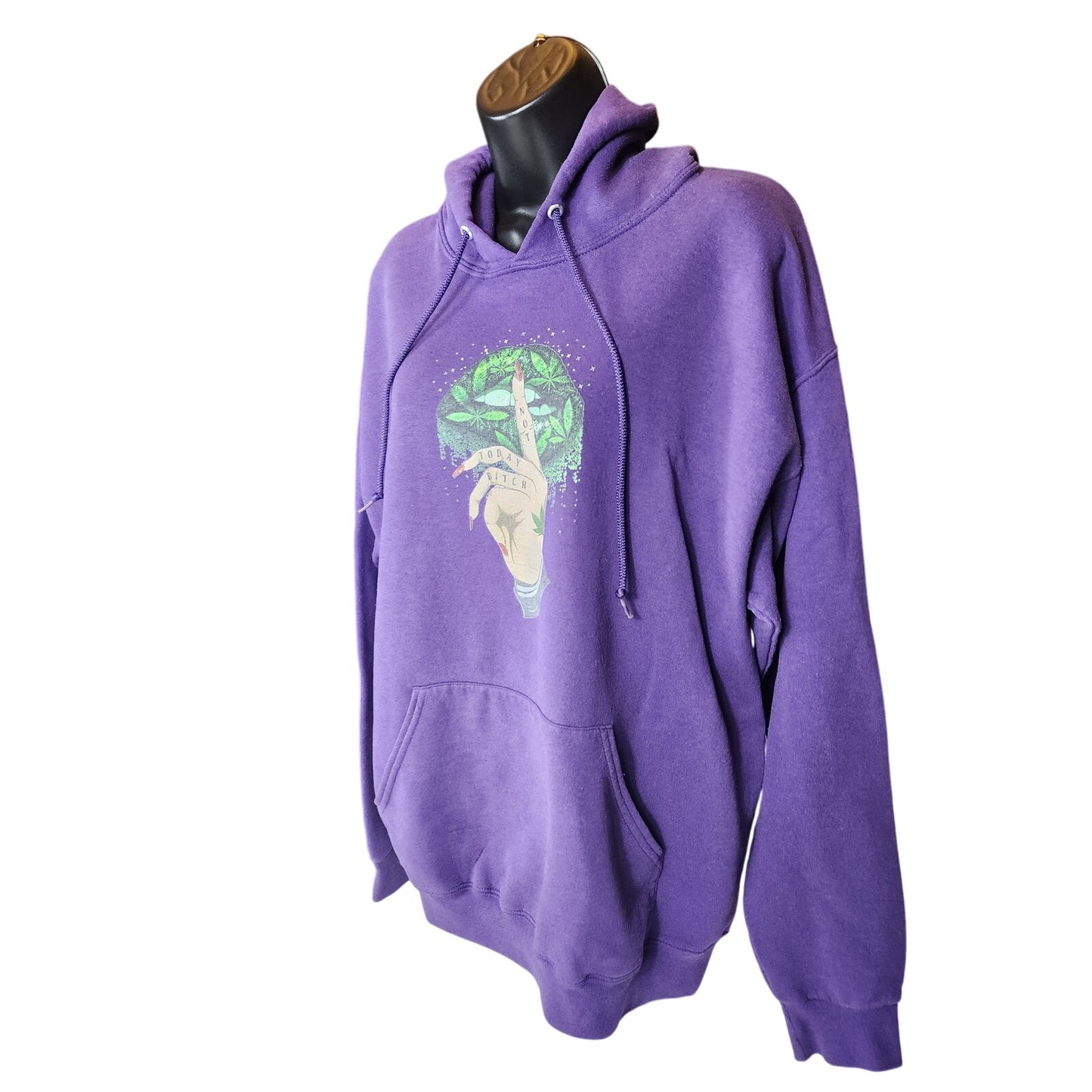 Jerzees Hoodie Women Large Graphic Lips Shh Finger Not Today Sweatshirt Y2K Rare