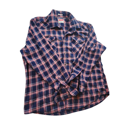Wrangler Plaid Flannel Shirt Mens 2XL Button Western Flex Comfort Cowboy Rodeo
