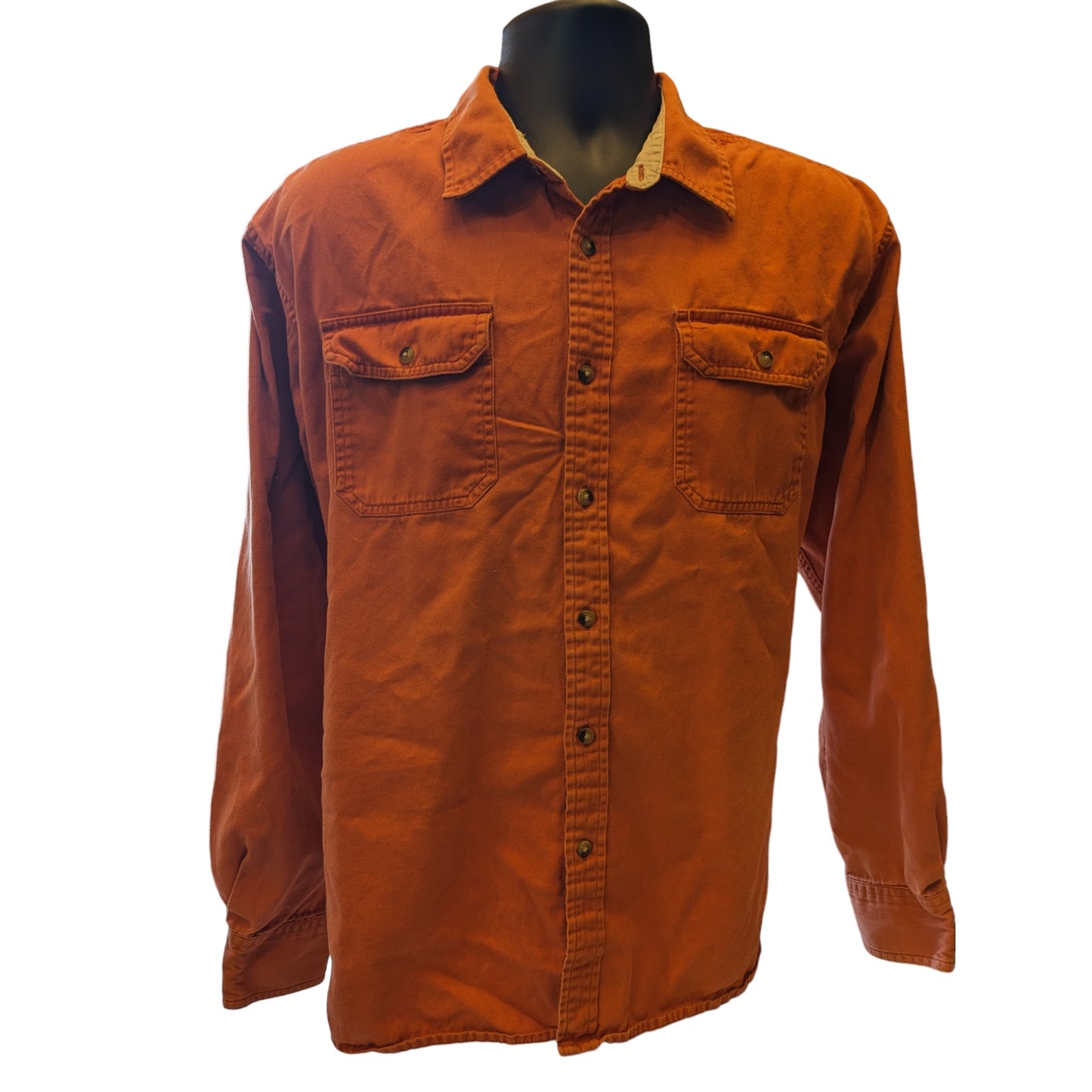 Wrangler Western Shirt Mens Size XL Orange Button Up Pocket Casual Classic Fit