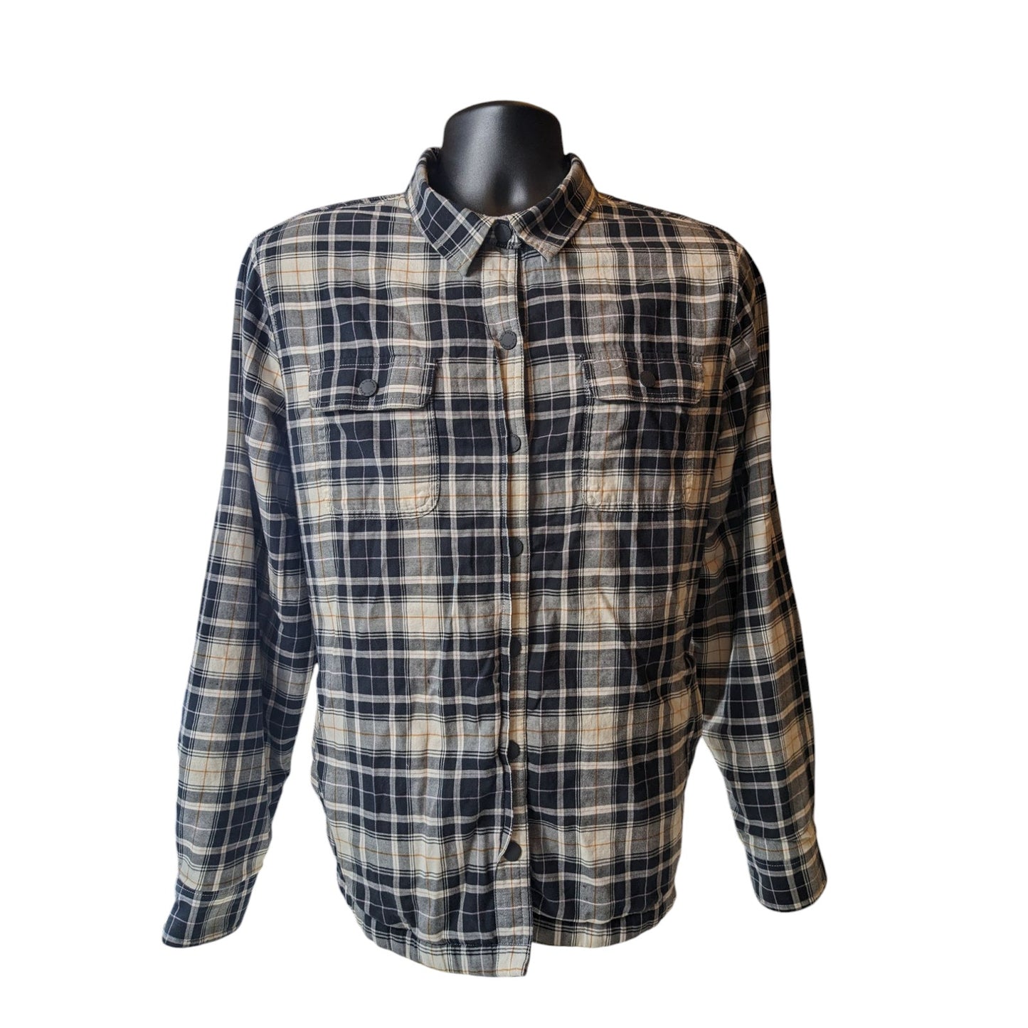 LL Bean Fleece Flannel Shirt Jacket Men Large Lined Plaid Sherpa Lumberjack Work