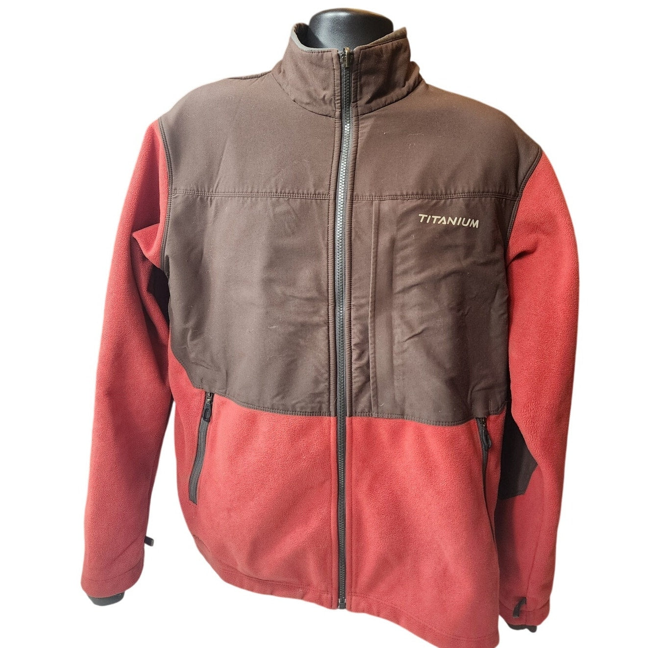 Columbia Titanium Fleece Jacket Mens XL Red Brown Full Zip Interchange Gorpcore