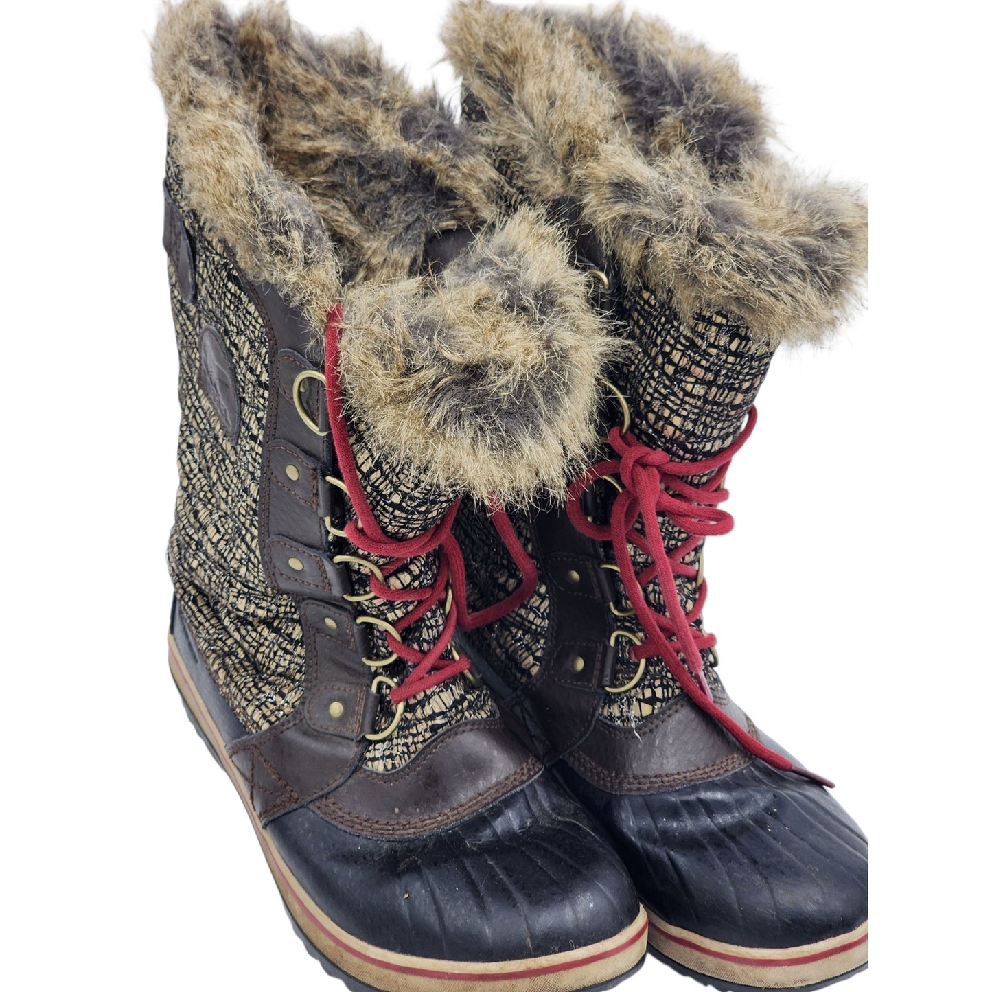 Sorel Tofino Boots Womens 9 Faux Fur Waterproof Winter Snow NL2388-231 Gorpcore