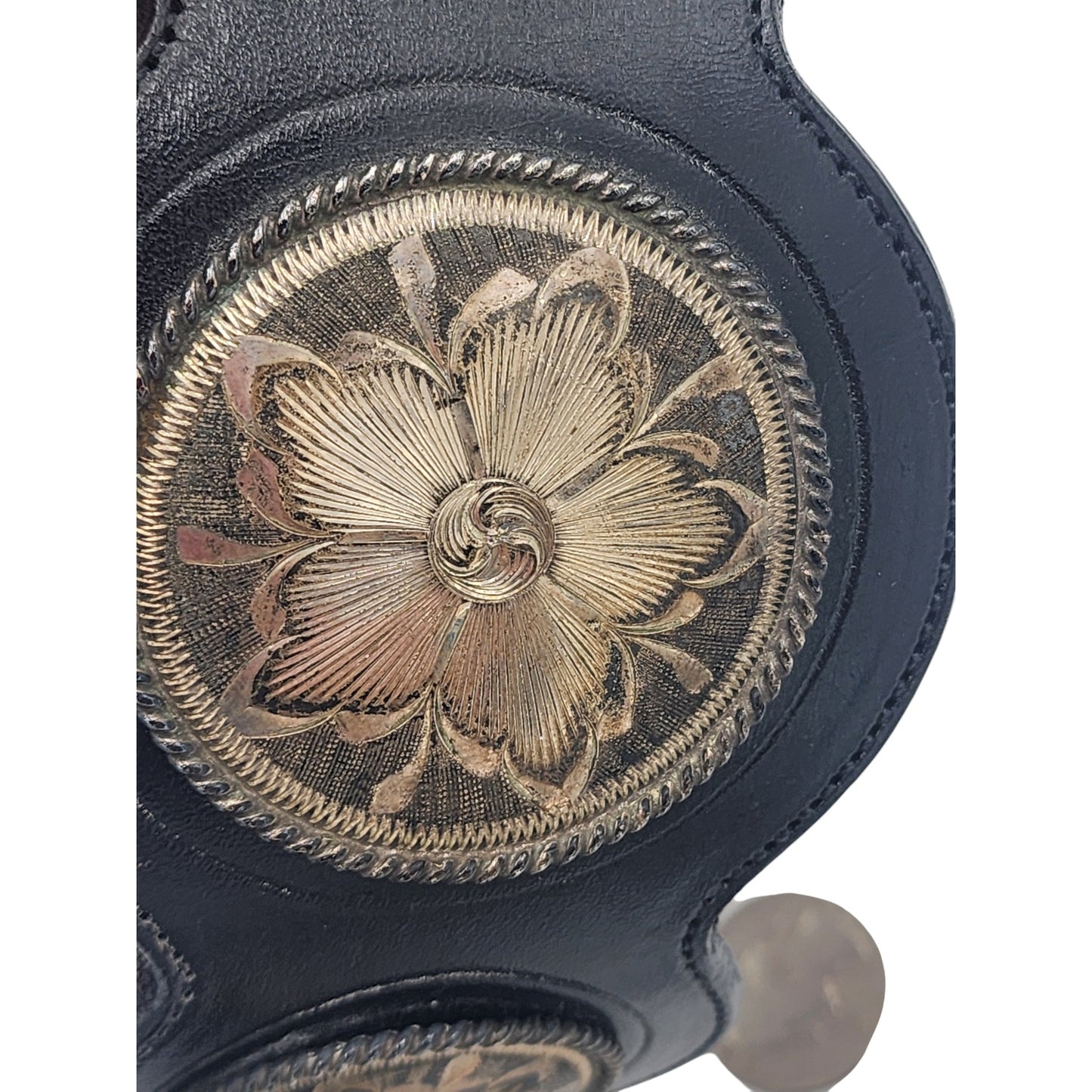 Vogt Belt Steerhide Leather Sterling Buckle Western Conchos Southwest Style 32