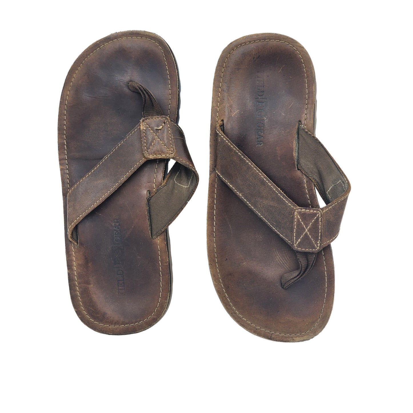 Field Gear Sandals Men 9 Brown Leather FlipFlop Outdoor Adventure Vacation Beach