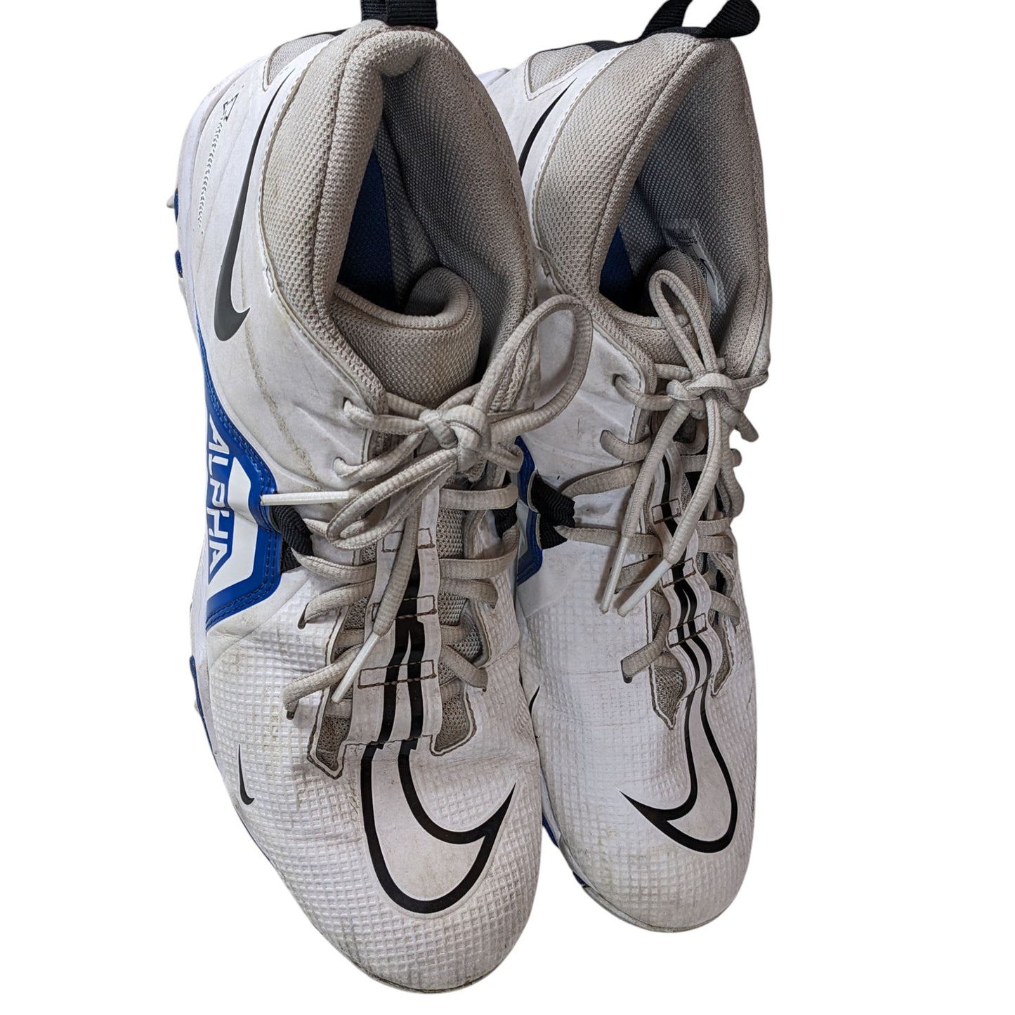 Nike Alpha Shoes Fastflex Cleats Mens 12 White Blue CV0582-101 Turf Football