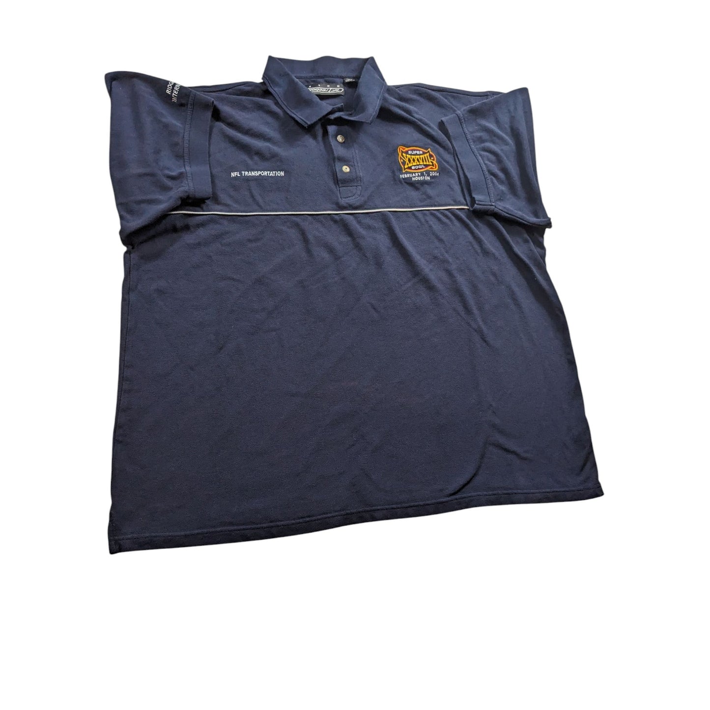 Reebok Golf Super Bowl XXXVIII Polo Shirt Mens XXL NFL Transportation Navy