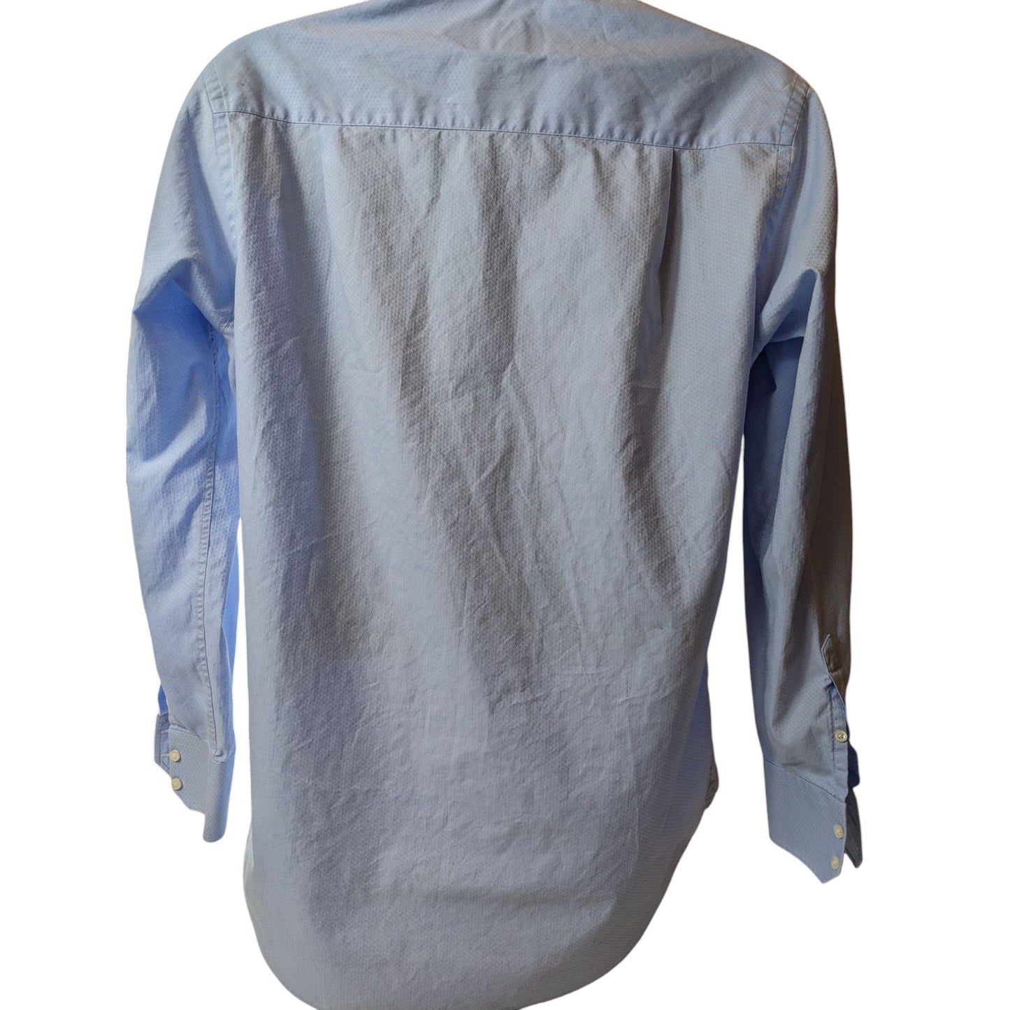 David Donahue Dress Shirt Mens Large 16.5 34 Blue Trim Fit Long Sleeve Button Up