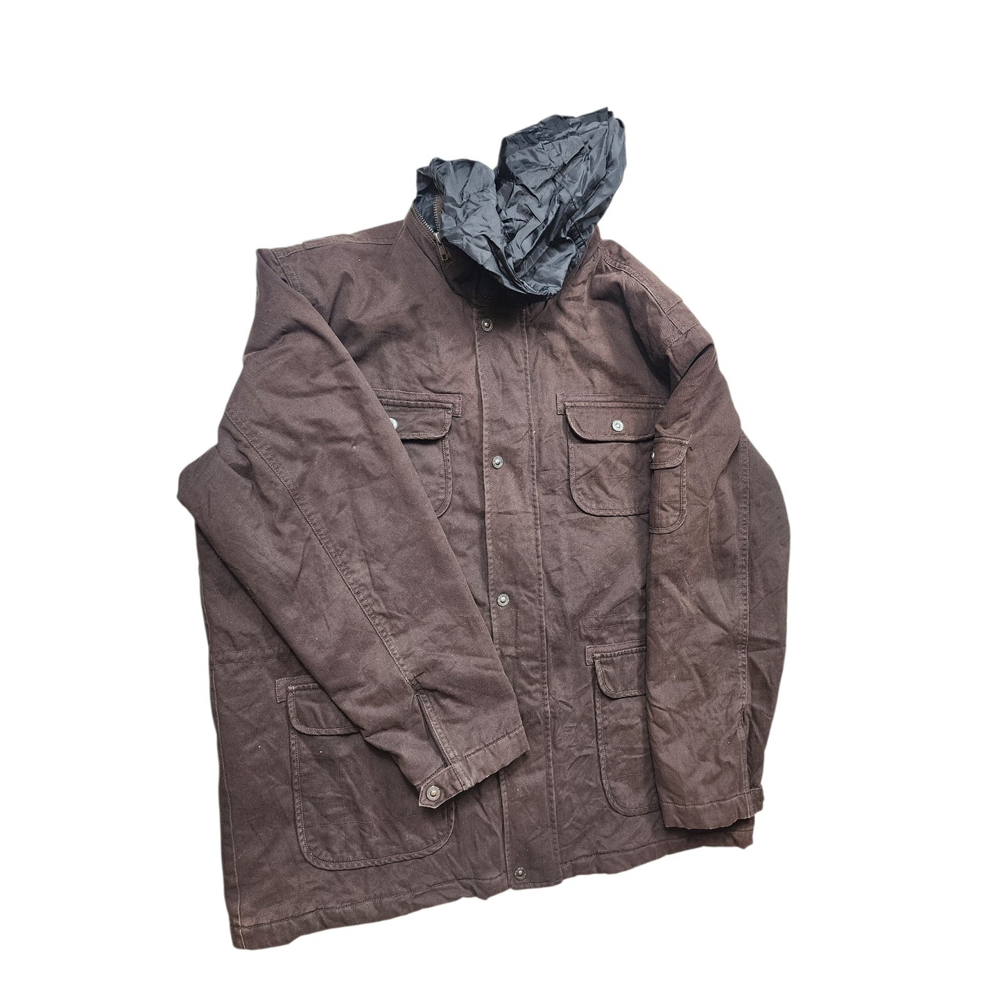 TCM Montana Brown Waxed Field Jacket Mens XL Utility Work Hooded Hunting Hiking