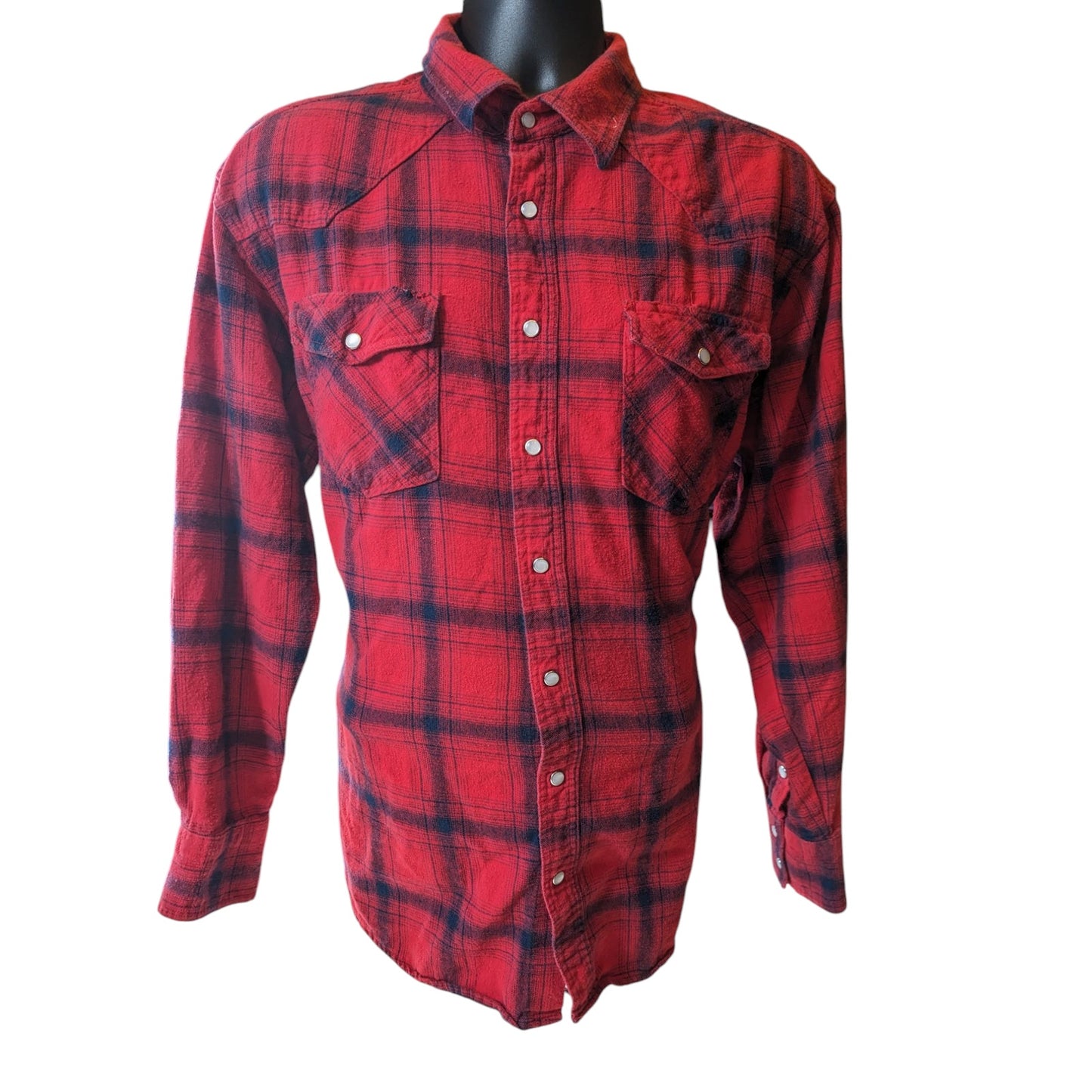 Roper Shirt Men XL Red Plaid Flannel Long Sleeve Western Snap Cowboy Rodeo Ranch
