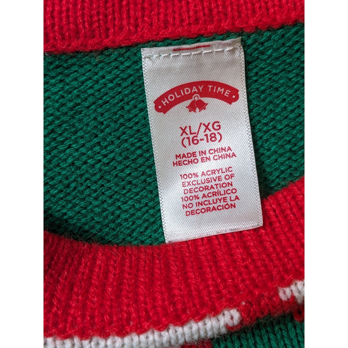 Holiday Time Elf Costume Sweater Womens XL Long Sleeve Xmas Party Ugly Christmas