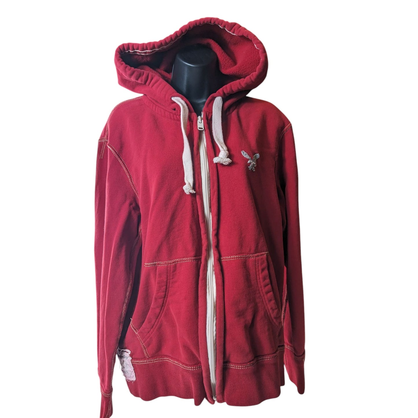 American Eagle Outfitter Men Medium Women Large Red Zip Hoodie Sweatshirt Fleece