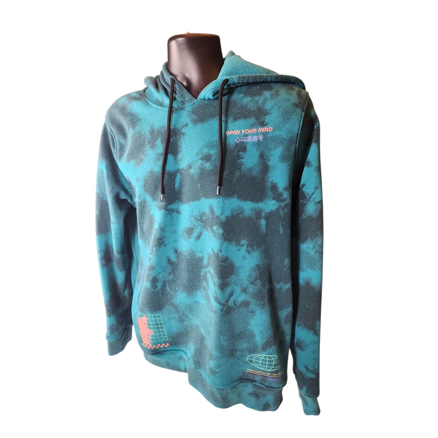 Brooklyn Cloth Hoodie Men Medium Women Large Tie Dye Graphic Open Your Mind Tech