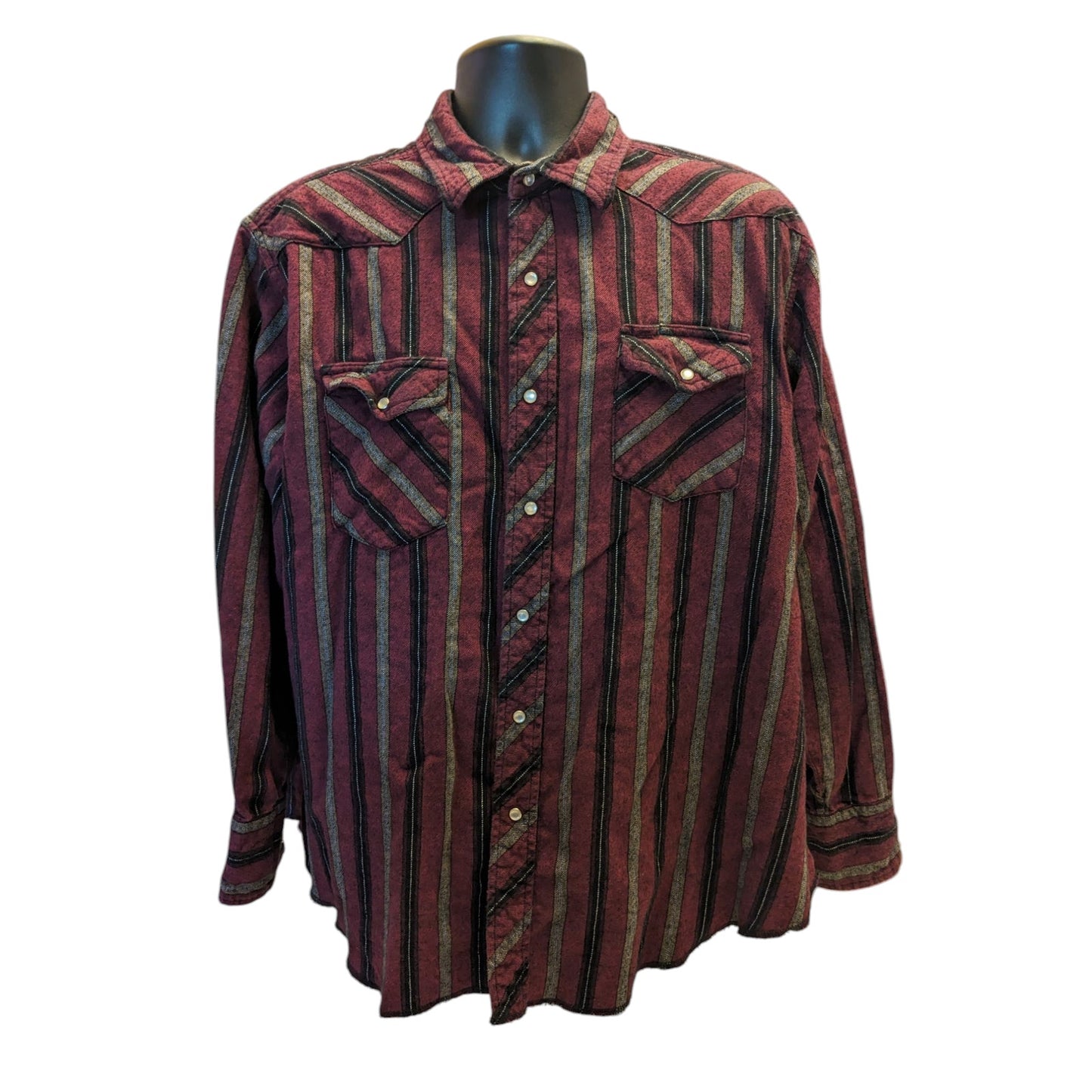 Wrangler Western Pearl Snap Shirt Mens XXL Long Sleeve Burgundy Cowboy Rodeo