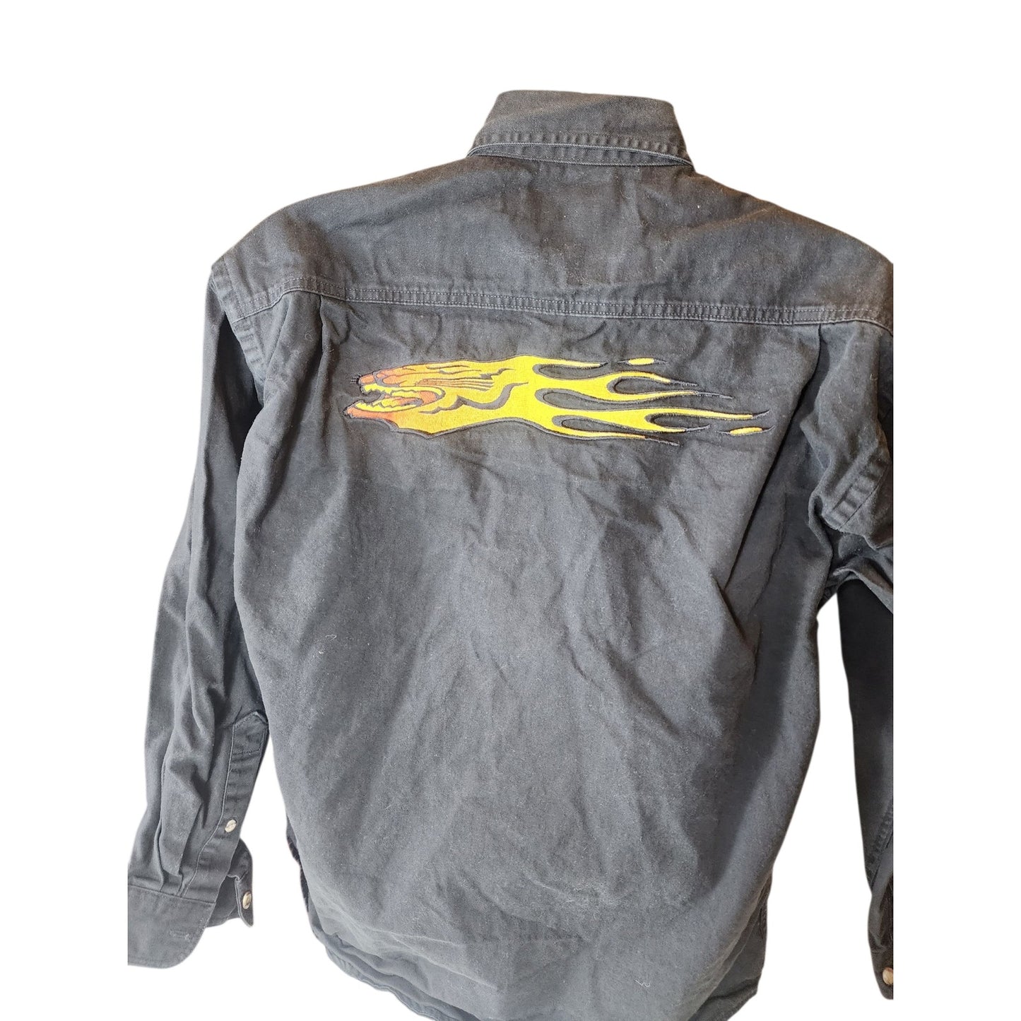 Vintage Arctic Cat Button Up Shirt Mens Large Flame Logo Snowmobile Racing Y2K