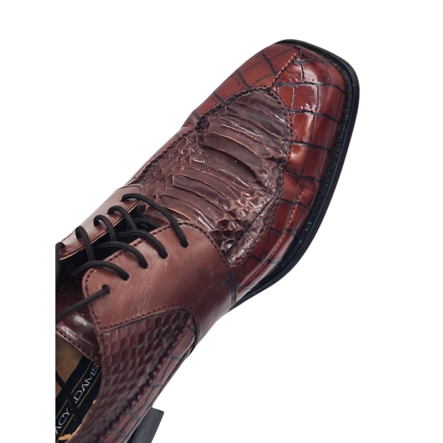 Stacy Adams Shoes Genuine Snake Leather Mens 9M Dress Brown Oxford Square Toe