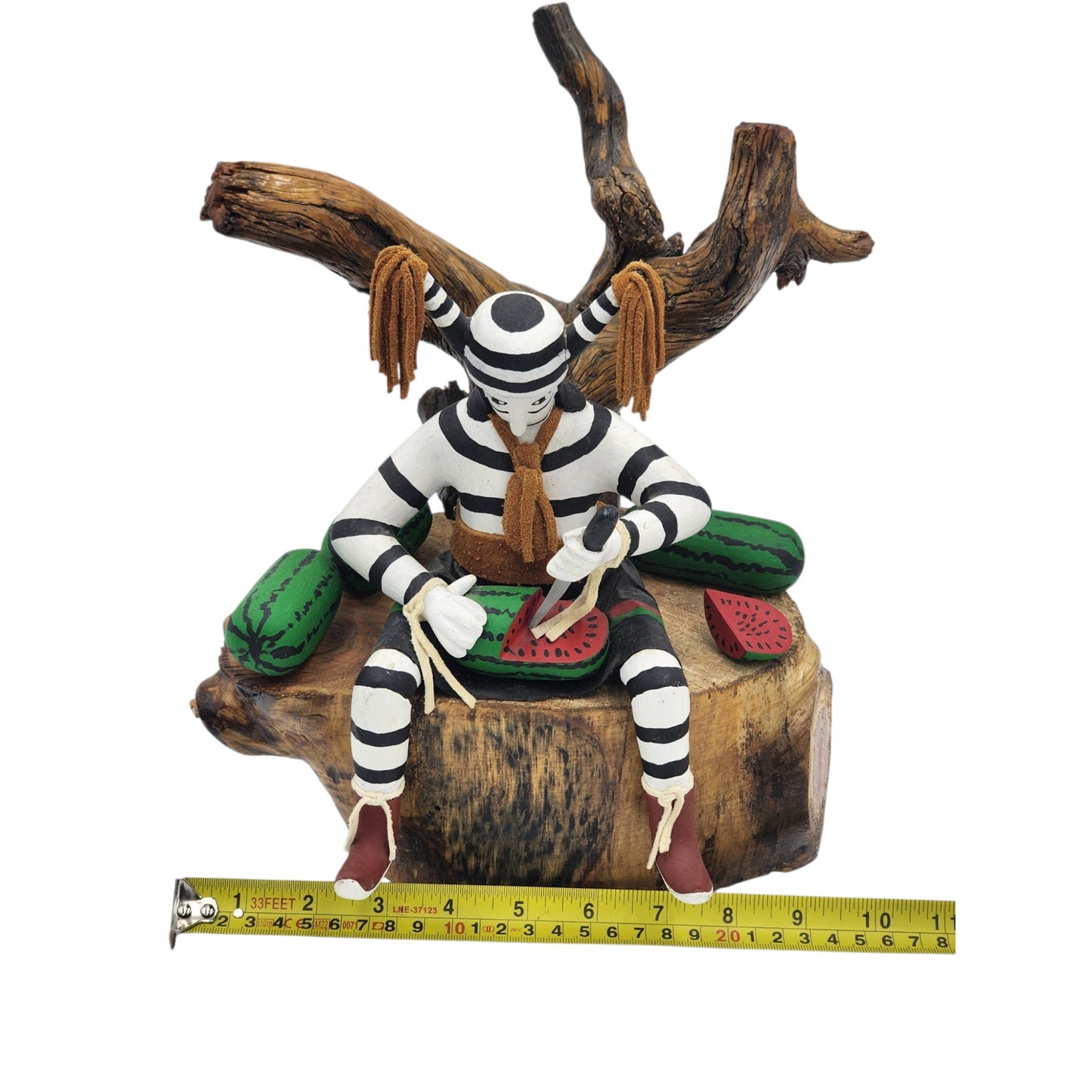 Kachina Southwestern Native American Style Koshare Clown Watermelon Wood Carving