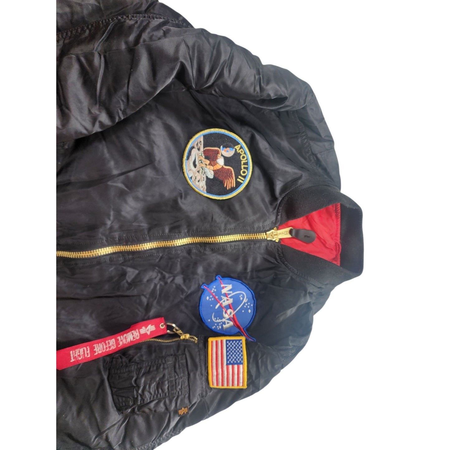 Alpha Industries NASA Apollo MA-1 Bomber Jacket Large Flight USAF Space Aviation
