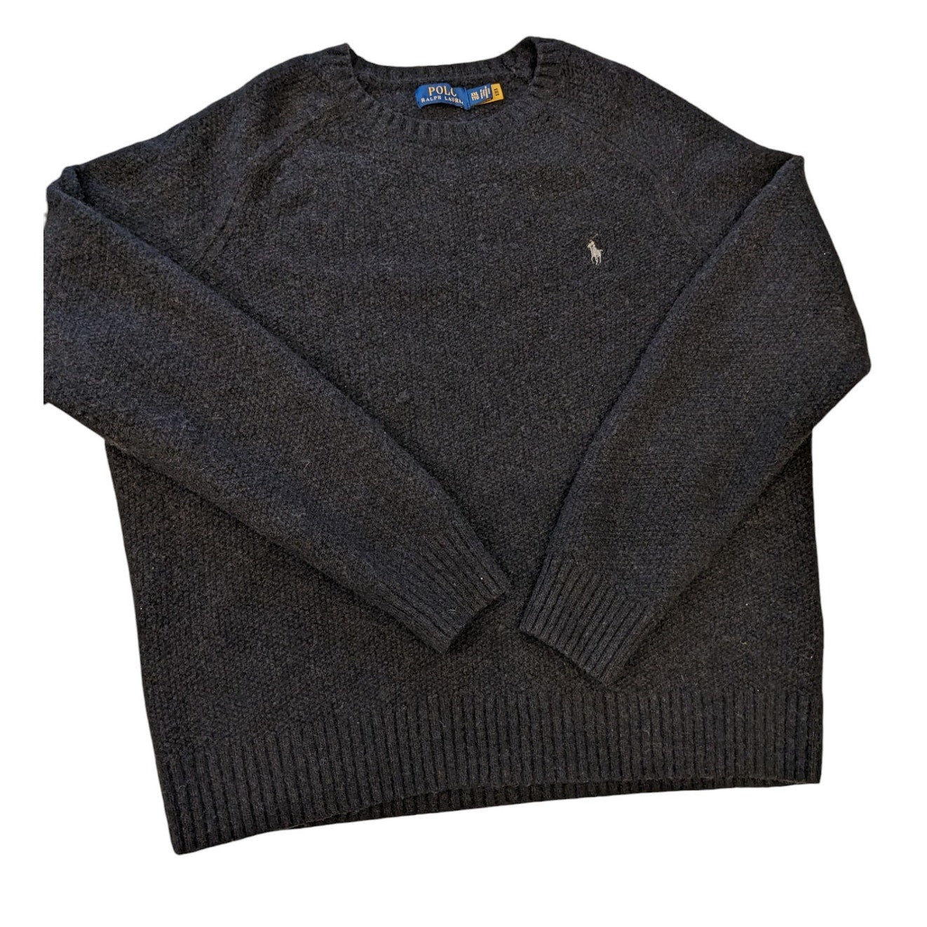 Polo Ralph Lauren Sweater Womens XXL Black Wool Blend Crewneck Pullover Logo
