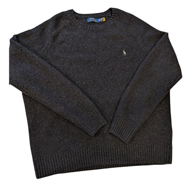 Polo Ralph Lauren Sweater Womens XXL Black Wool Blend Crewneck Pullover Logo