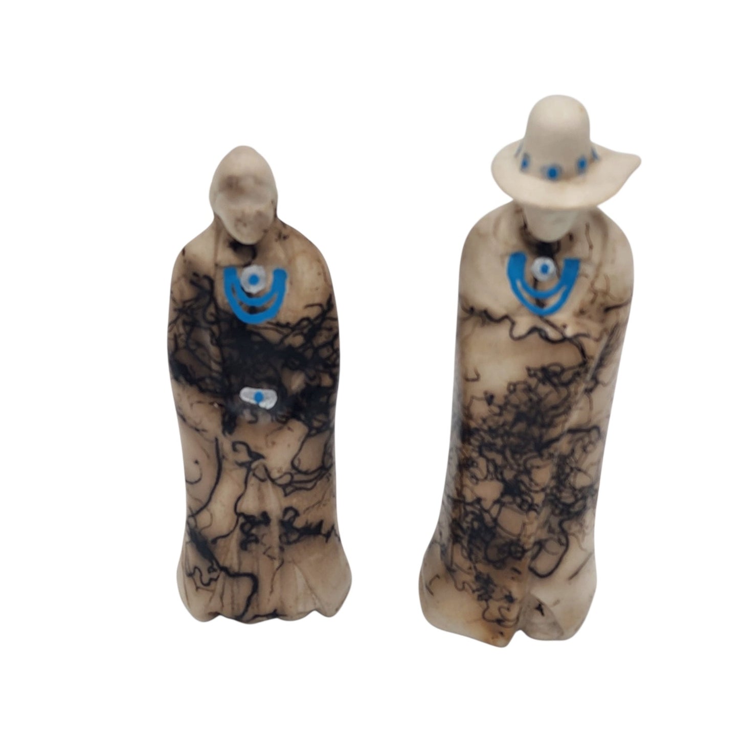 Native American Horsehair Pottery Figurines Southwest Sculpture Couple Pair 6"
