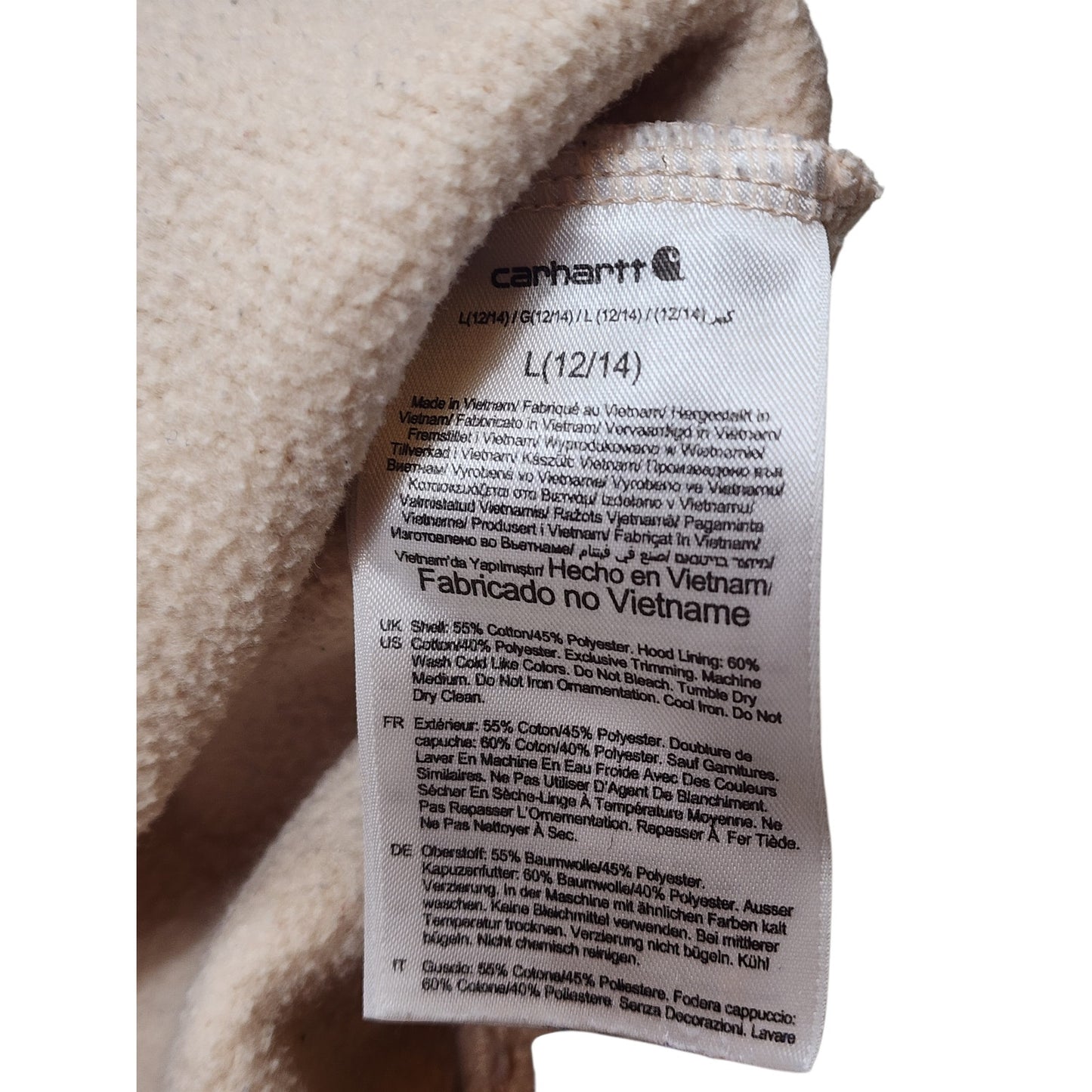 Carhartt Hoodie Womens Large Relaxed Fit Pullover Logo Sleeve Workwear Casual