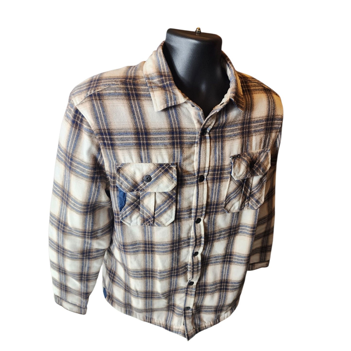 Buffalo David Bitton Mens Large Sherpa Lined Plaid Flannel Jacket Shirt Shacket