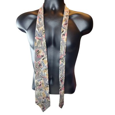 Oscar de la Renta Abstract Art Silk Men Necktie Gray Pink Beige Neckwear Stylish