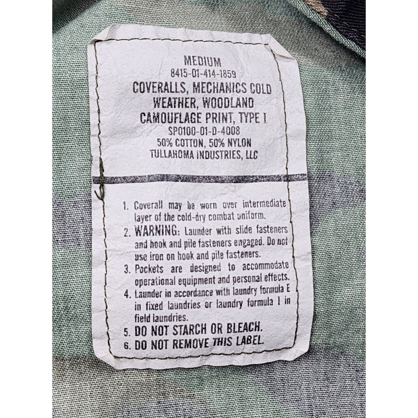 Military Mechanics Woodland Print Camo Cold Weather Coveralls Medium Jumpsuit