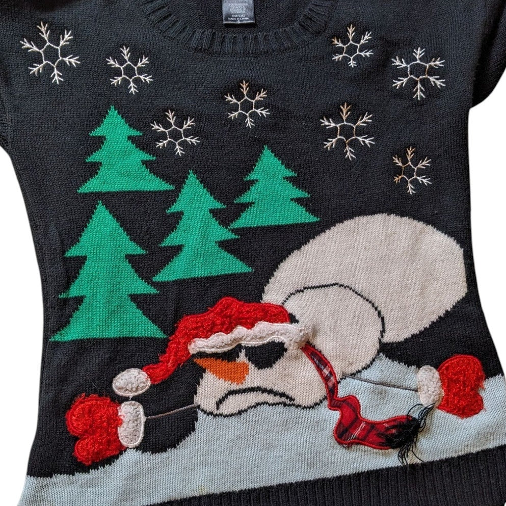 United States Sweaters Ugly Christmas Women Small Funny Snowman Holiday Pullover