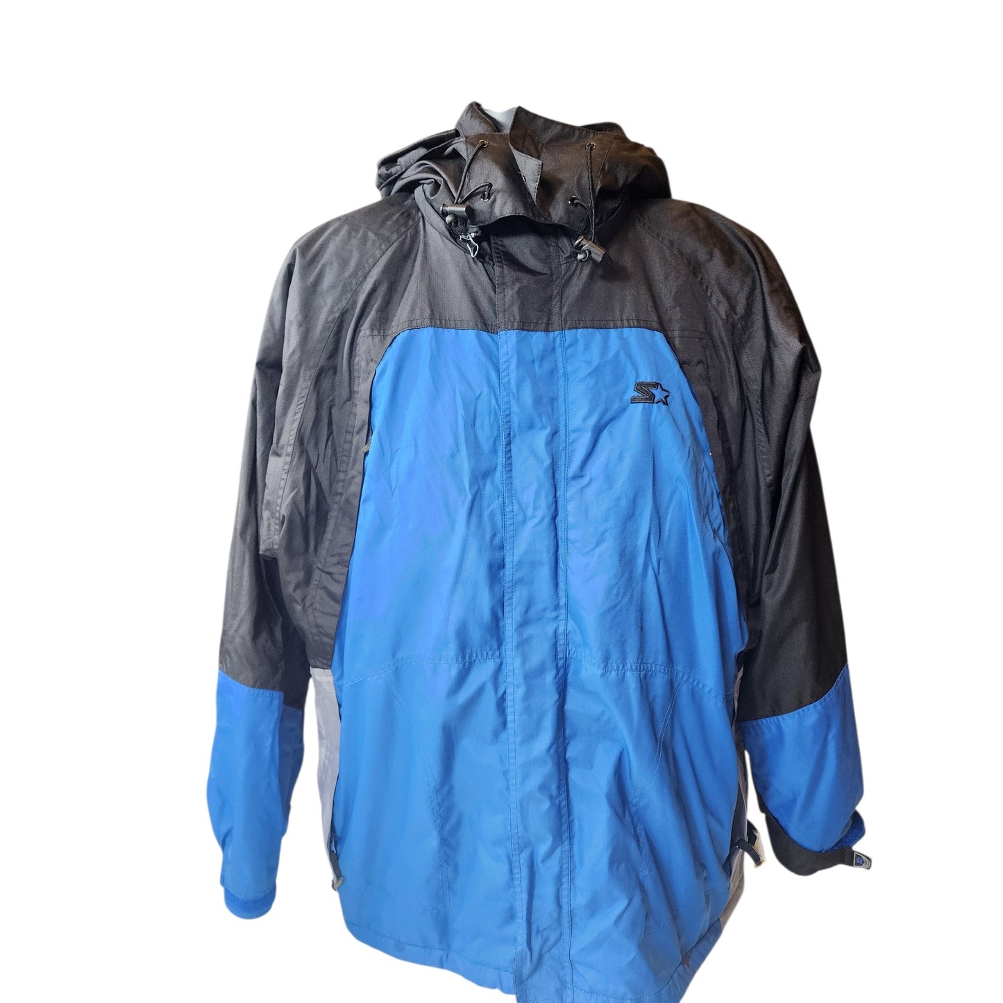 Vintage Starter Ski Jacket Mens Large Hooded Blue 90s Y2K Winter Coat Snow Retro