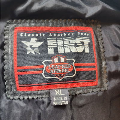 First Manufacturing Leather Vest XL Biker Motorcycle Club Riding Snap Taffeta