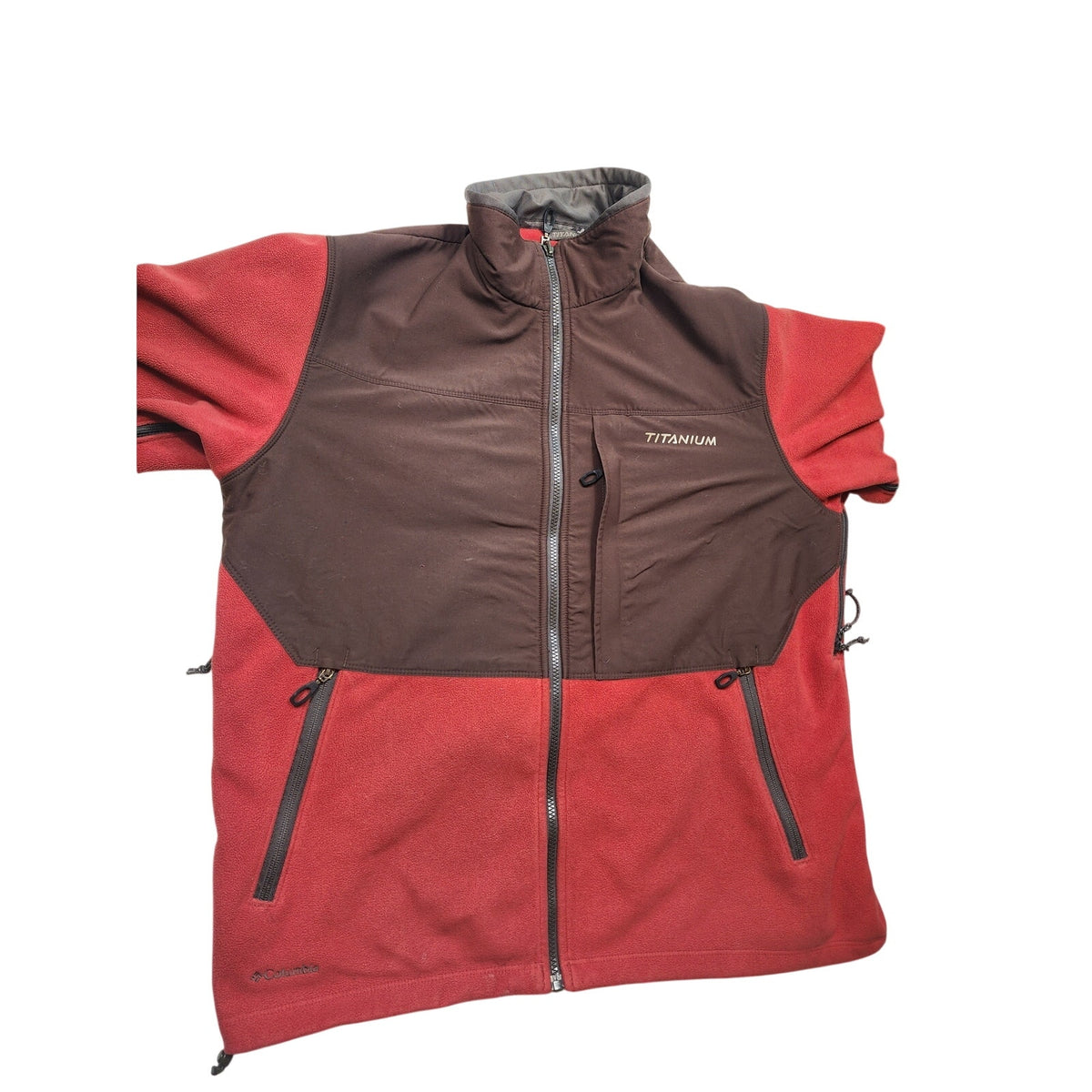 Columbia Titanium Fleece Jacket Mens XL Red Brown Full Zip Interchange Gorpcore