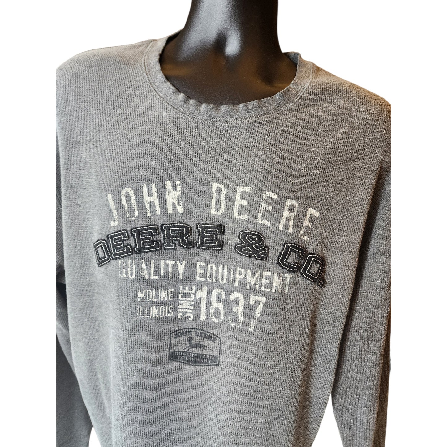 John Deere Long Sleeve Shirt Mens XXL Thermal Waffle Knit Crewneck Casual 1837