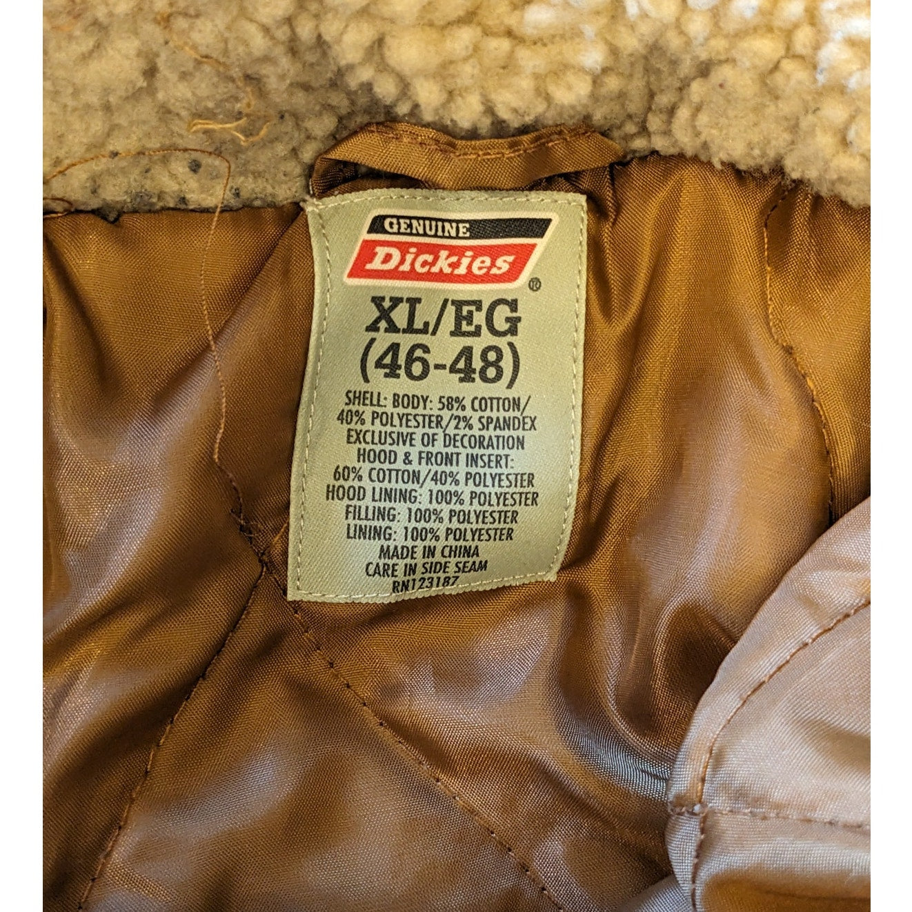 Dickies Jacket Mens XL Sherpa Lined Canvas Hooded Workwear Coat Utility Zip Snap