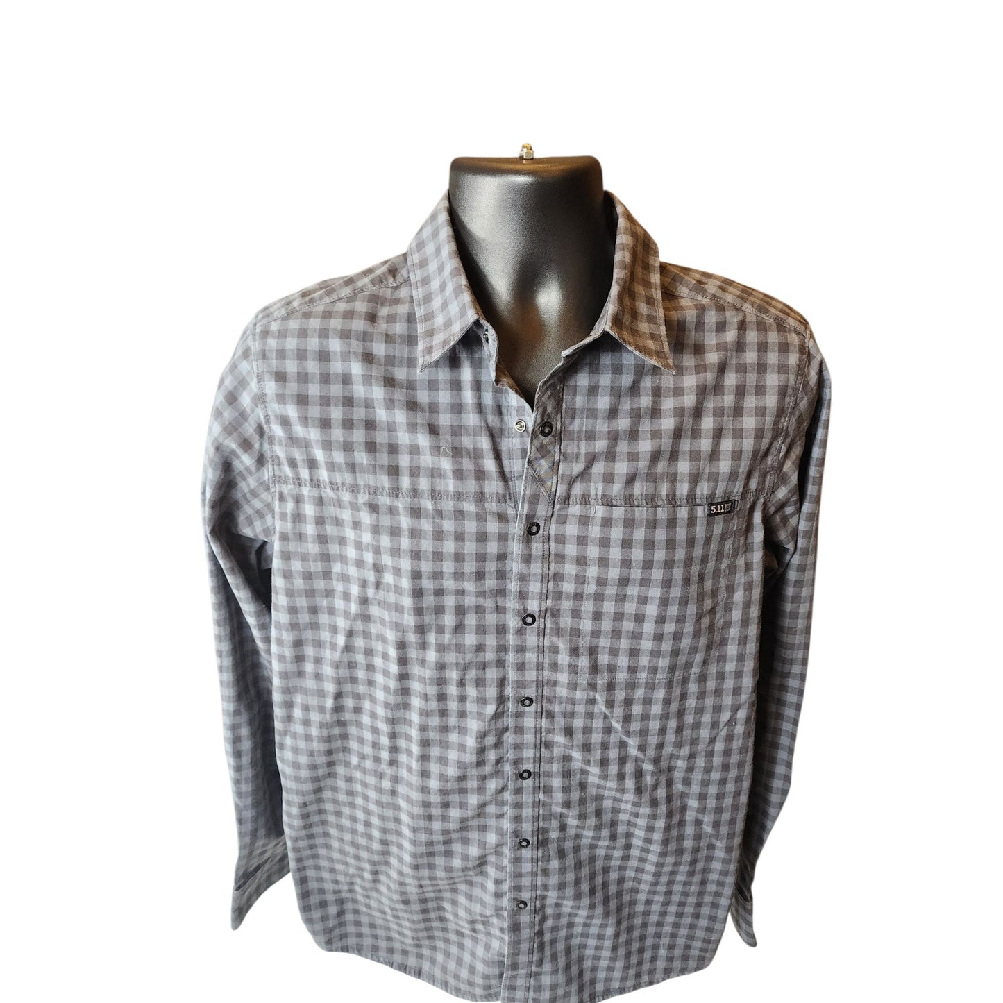 5.11 Tactical Mens Small Gray Plaid Long Sleeve Shirt Outdoor Hiking Casual