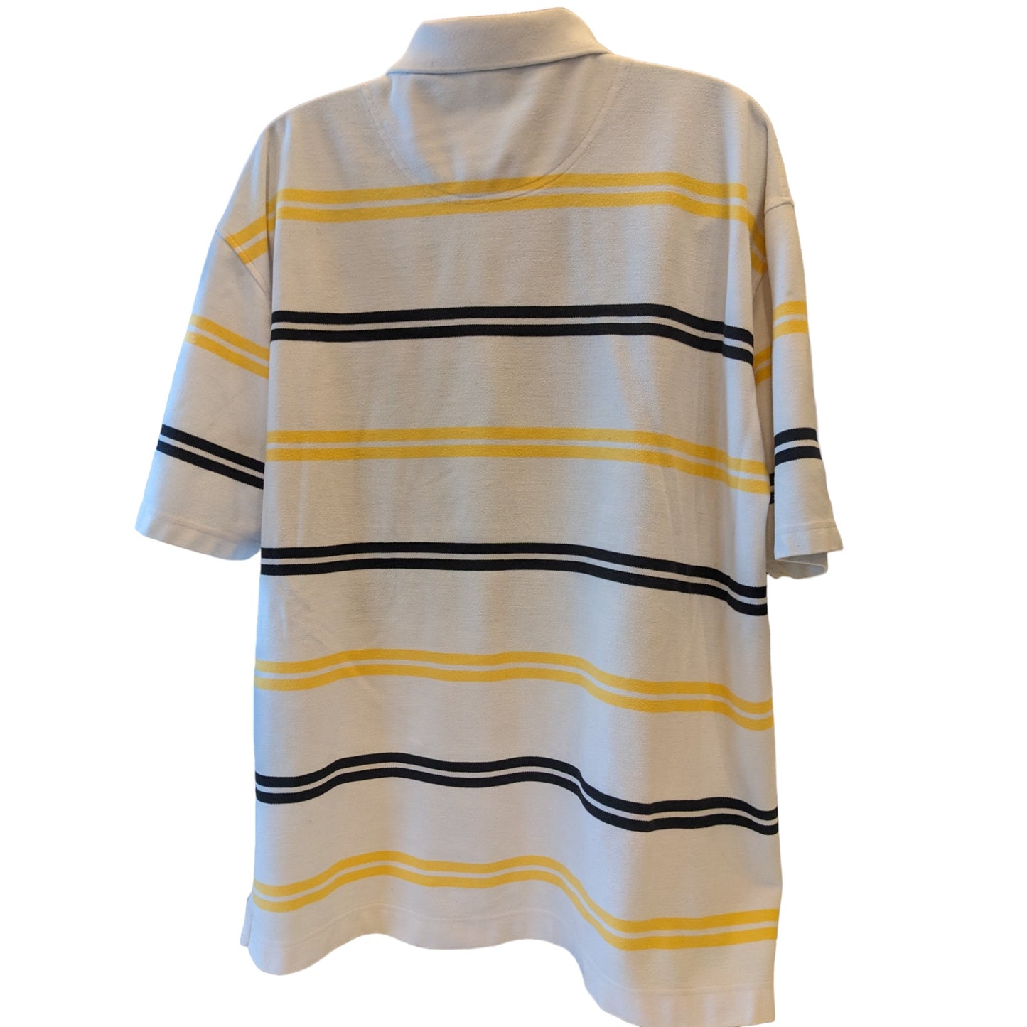 Karl Kani Gold Polo Shirt Mens 4X Golf White Yellow Black Stripes Short Sleeve